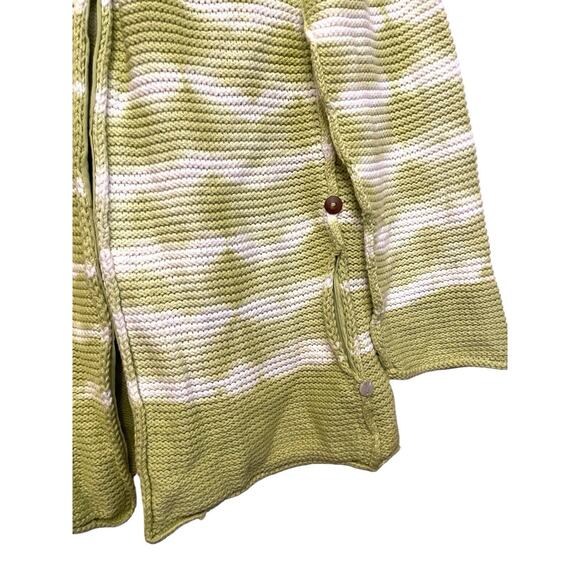Pure Handknit Tie Dye Chunky Cardigan Sweater Size Small/Medium Green Hooded - Picture 6 of 6